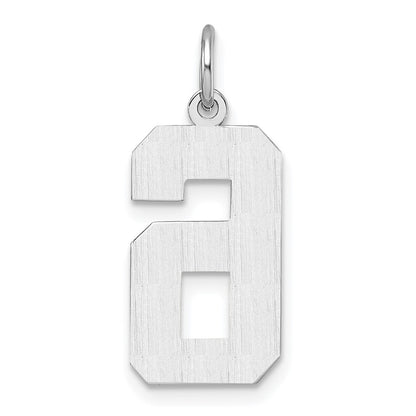 14kw Large Brushed Diamond-cut  Number 6 Charm