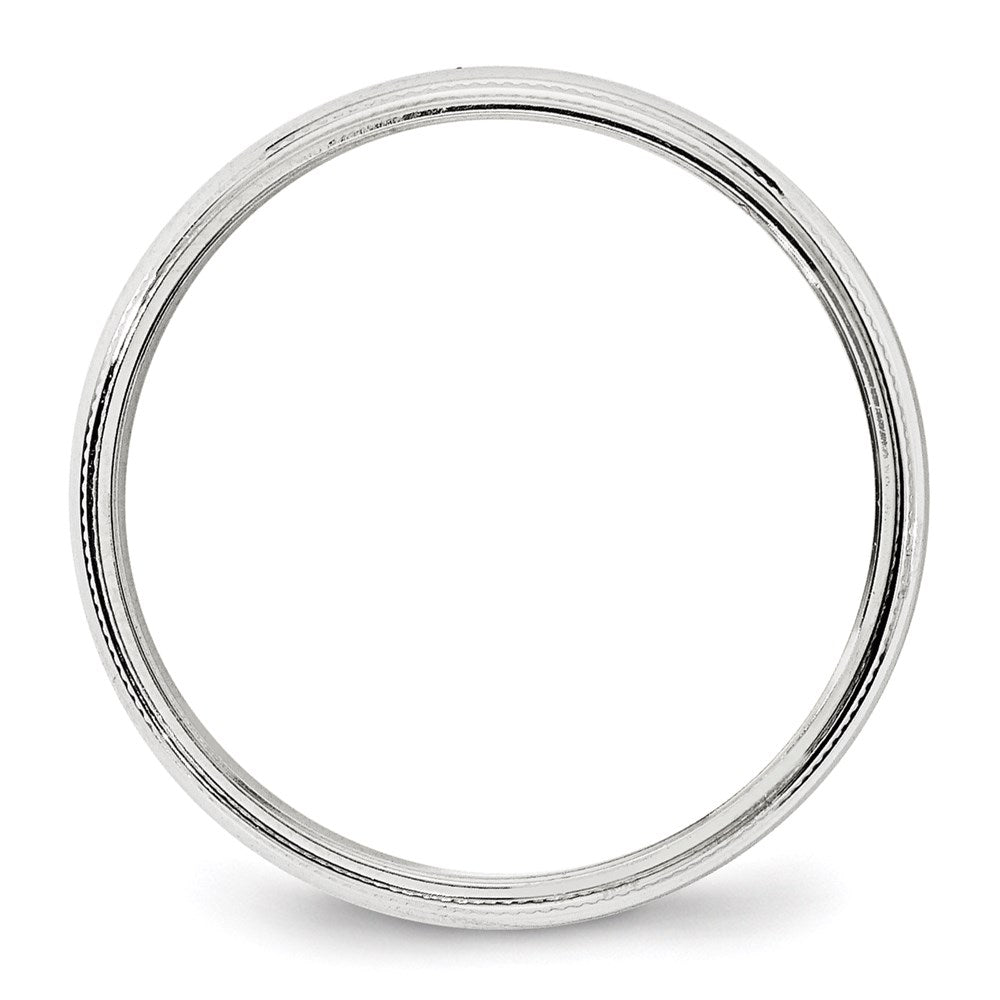 14k White Gold 4mm Milgrain Half Round Wedding Band Size 7