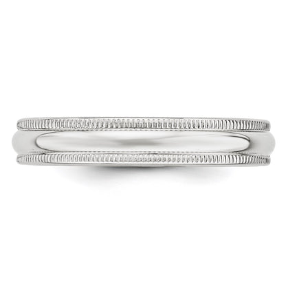 14k White Gold 4mm Milgrain Half Round Wedding Band Size 11