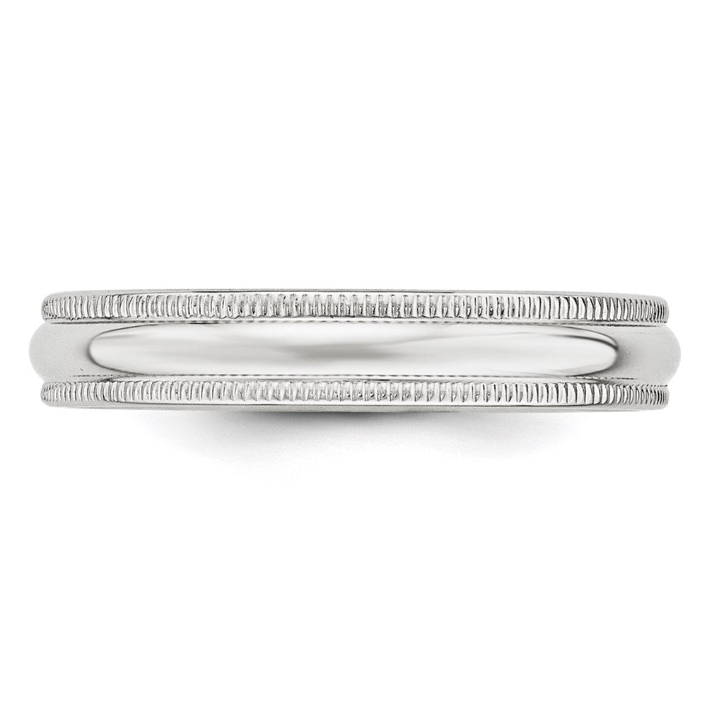 14k White Gold 4mm Milgrain Half Round Wedding Band Size 7