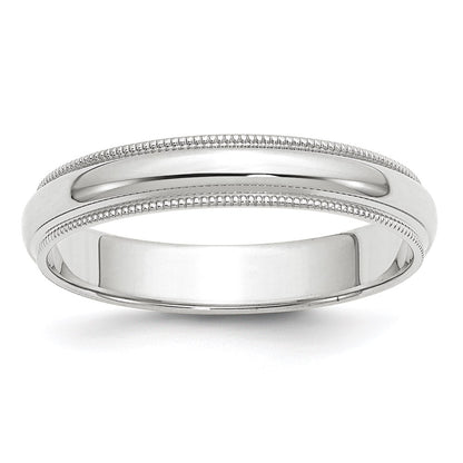 14k White Gold 4mm Milgrain Half Round Wedding Band Size 5