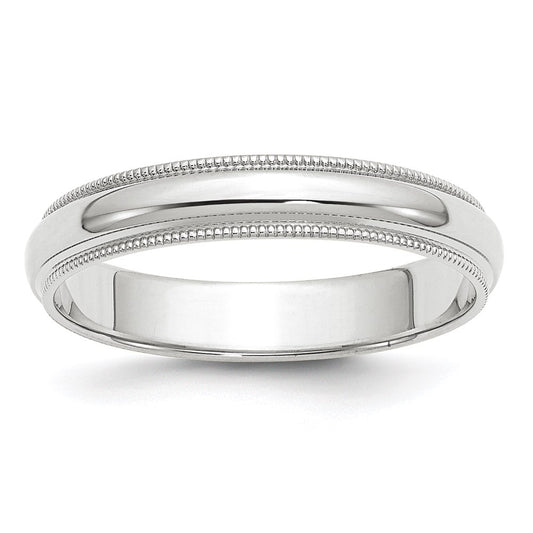 14k White Gold 4mm Milgrain Half Round Wedding Band Size 5