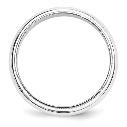 14k White Gold 5mm Milgrain Half Round Wedding Band Size 8.5