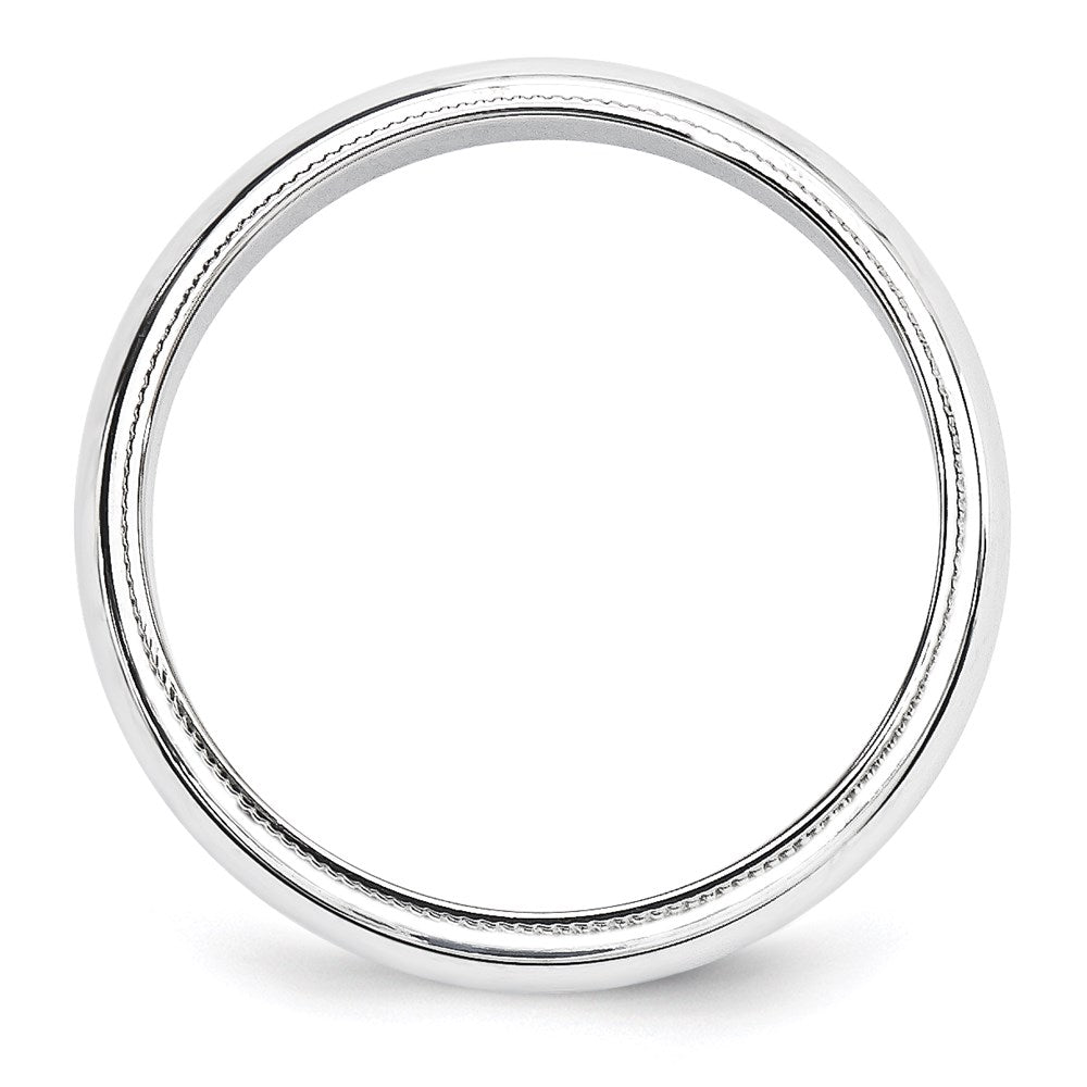 10k White Gold 5mm Milgrain Half Round Wedding Band Size 12.5