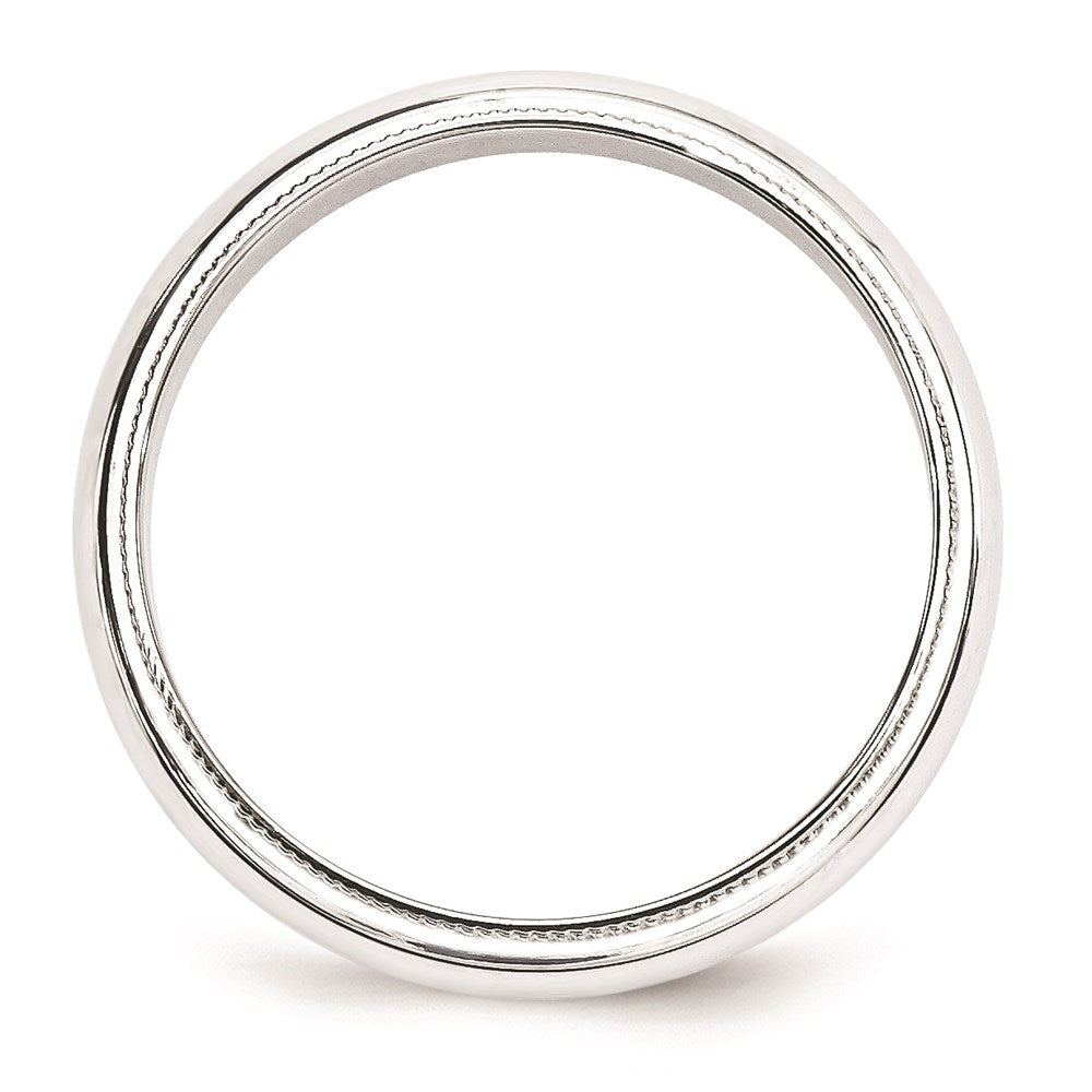 14k White Gold 5mm Milgrain Half Round Wedding Band Size 10.5