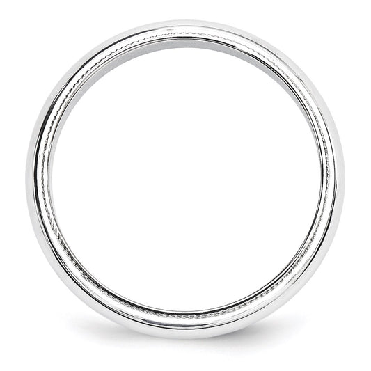 14k White Gold 5mm Milgrain Half Round Wedding Band Size 9