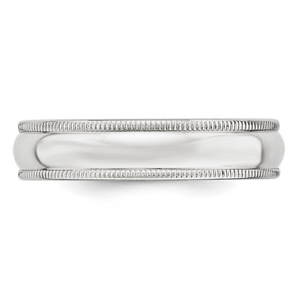 14k White Gold 5mm Milgrain Half Round Wedding Band Size 8.5