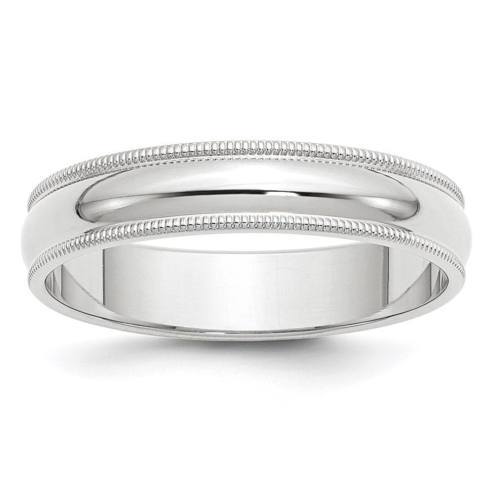 14k White Gold 5mm Milgrain Half Round Wedding Band Size 7