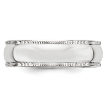 10k White Gold 6mm Milgrain Half Round Wedding Band Size 9