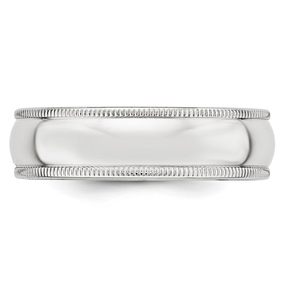 14k White Gold 6mm Milgrain Half Round Wedding Band Size 5
