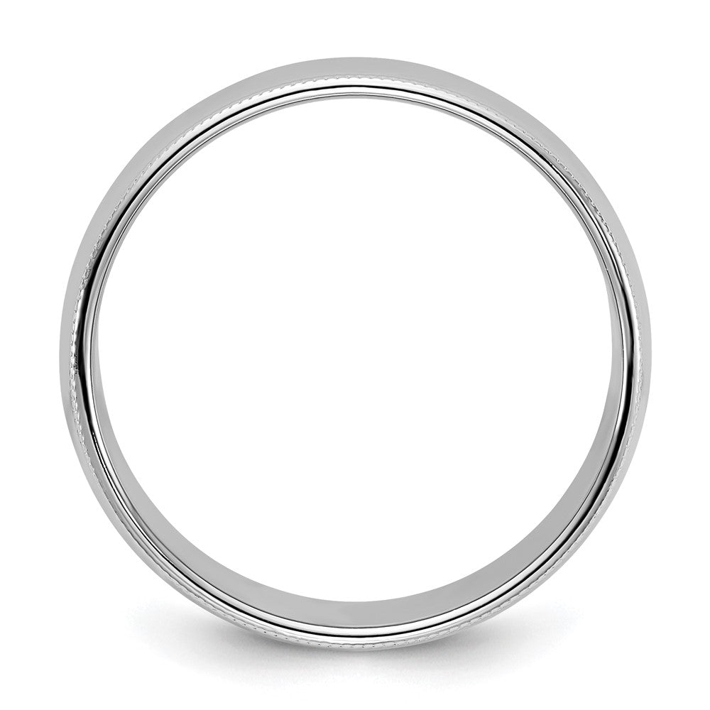 14k White Gold 8mm Milgrain Half Round Wedding Band Size 7