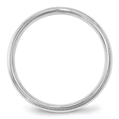 14k White Gold 4mm Milgrain Half Round Comfort Fit Wedding Band Size 7.5
