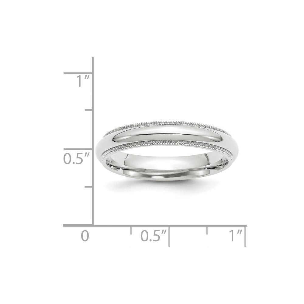 14k White Gold 4mm Milgrain Half Round Comfort Fit Wedding Band Size 9