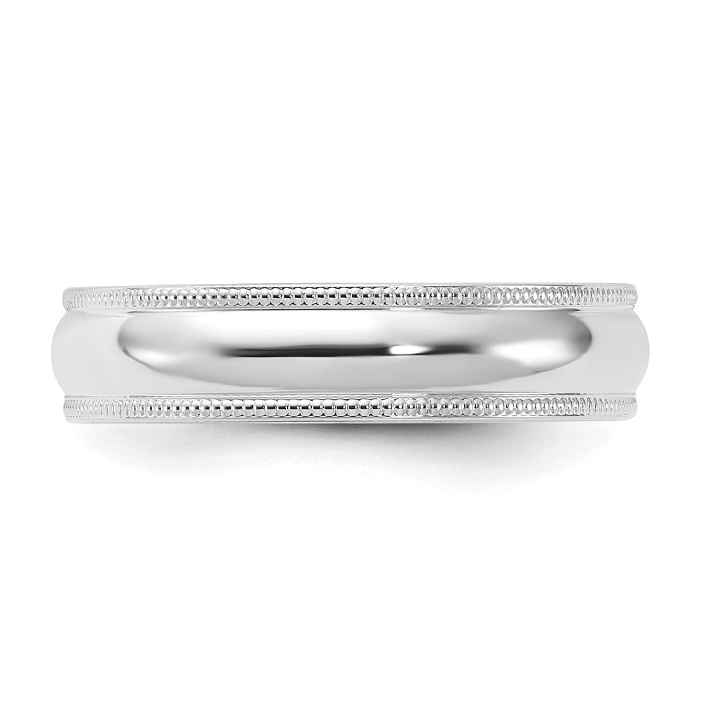 14k White Gold 5mm Milgrain Half Round Comfort Fit Wedding Band Size 10