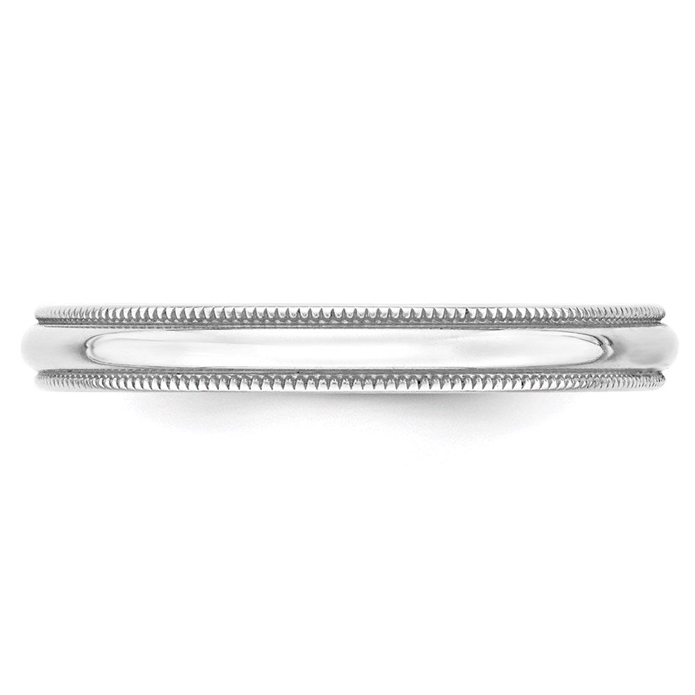 14k White Gold 3mm Lightweight Milgrain Half Round Wedding Band Size 7