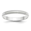 14k White Gold 3mm Lightweight Milgrain Half Round Wedding Band Size 9