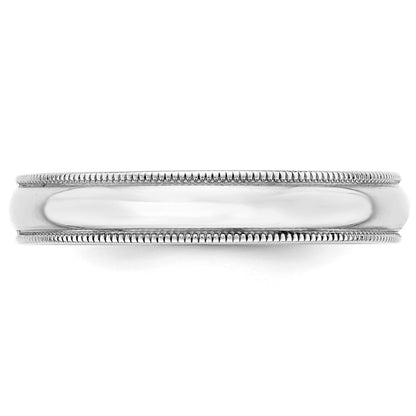 14k White Gold 4mm Lightweight Milgrain Half Round Wedding Band Size 10