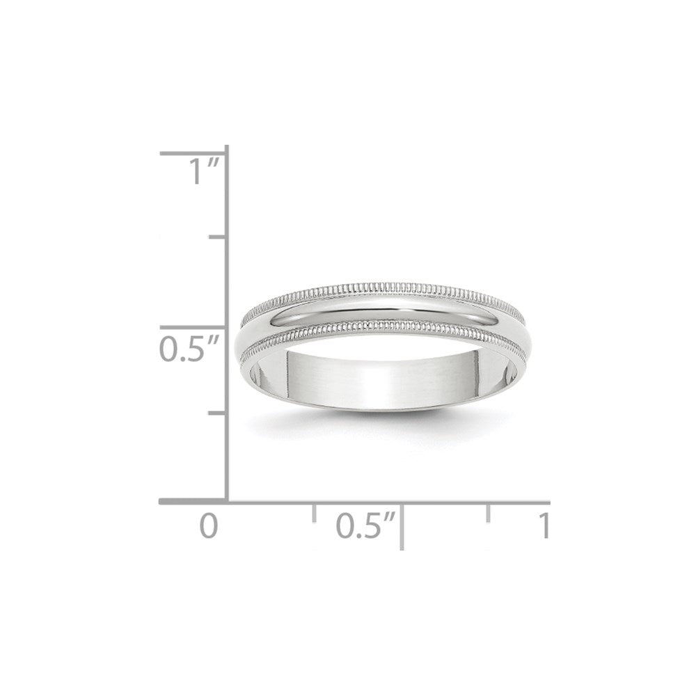 14k White Gold 4mm Lightweight Milgrain Half Round Wedding Band Size 7