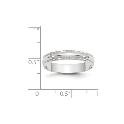 10k White Gold 4mm Lightweight Milgrain Half Round Wedding Band Size 13
