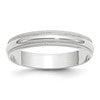 14k White Gold 4mm Lightweight Milgrain Half Round Wedding Band Size 8