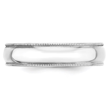 14k White Gold 5mm Lightweight Milgrain Half Round Wedding Band Size 10.5