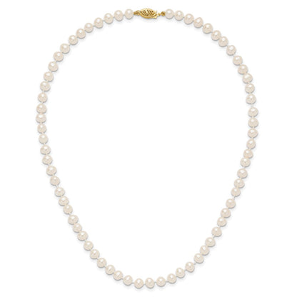 10k 5-6mm White Near-Round Freshwater Cultured Pearl 16 inch Necklace
