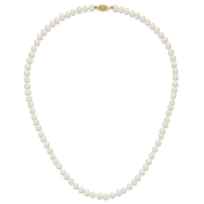 10k 5-6mm White Near-Round Freshwater Cultured Pearl 18 inch Necklace