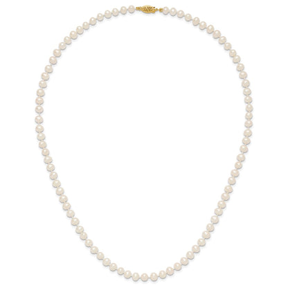 10k 5-6mm White Near-Round Freshwater Cultured Pearl 20 inch Necklace
