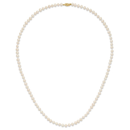 10k 5-6mm White Near-Round Freshwater Cultured Pearl 24 inch Necklace