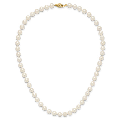 10k 6-7mm White Near-Round Freshwater Cultured Pearl 18 inch Necklace