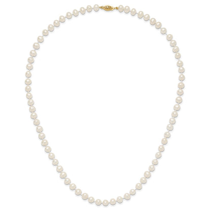 10k 6-7mm White Near-Round Freshwater Cultured Pearl 20 inch Necklace