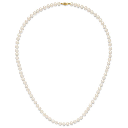10k 6-7mm White Near-Round Freshwater Cultured Pearl 24 inch Necklace