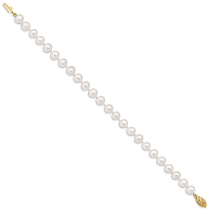 10k 6-7mm White Near Round Freshwater Cultured Pearl 8.25 inch Bracelet