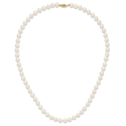 10k 7-8mm White Near-Round Freshwater Cultured Pearl 20 inch Necklace