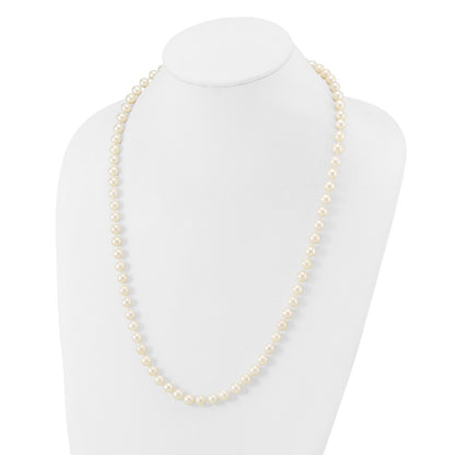 10k 7-8mm White Near-Round Freshwater Cultured Pearl 24 inch Necklace