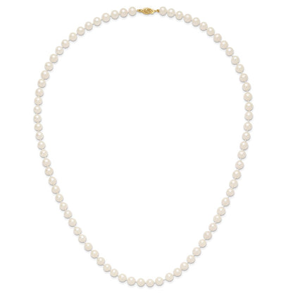 10k 7-8mm White Near-Round Freshwater Cultured Pearl 24 inch Necklace