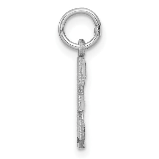 14kw Small Brushed Diamond-cut Number 3 Charm