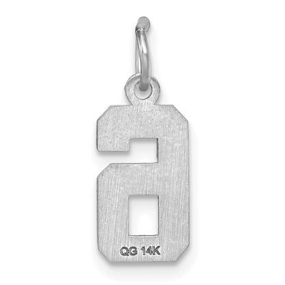 14kw Small Brushed Diamond-cut Number 6 Charm