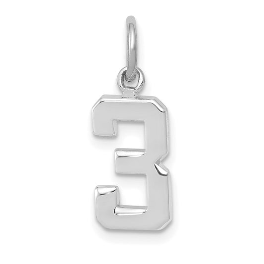 14kw Small Polished Number 3 Charm