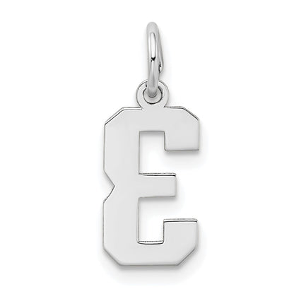 14kw Small Satin Number 3 Charm