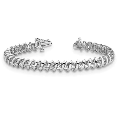 14k White Gold 7/8 carat Lab Grown Diamond VS/SI+ G+ Complete Round Tennis Bracelet