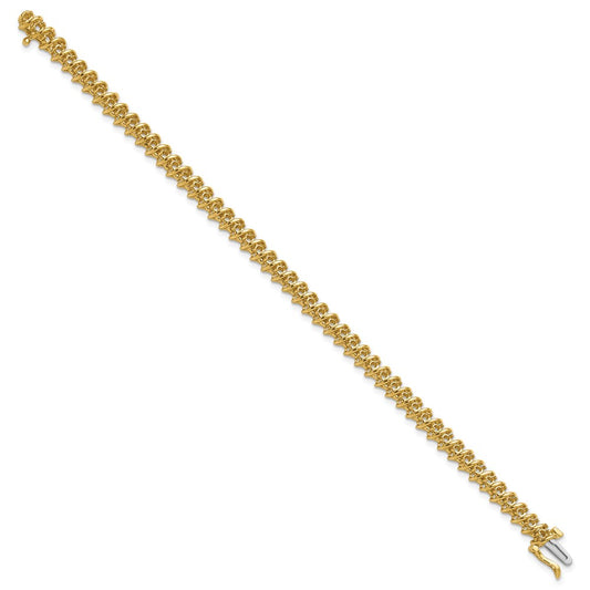 14k Holds 1.95 carat 50-2.1mm Round Diamond Fancy Spiral 7 inch Tennis Bracelet Mounting