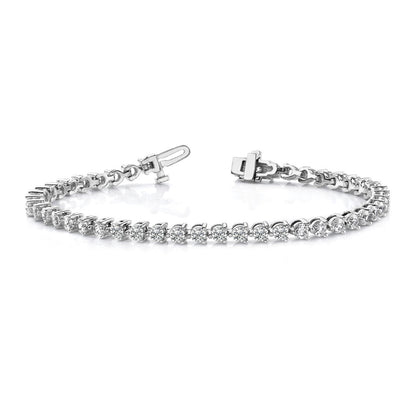 14k White Gold 2 3/8 carat Lab Grown Diamond VS/SI+ G+ Complete Tennis Bracelet