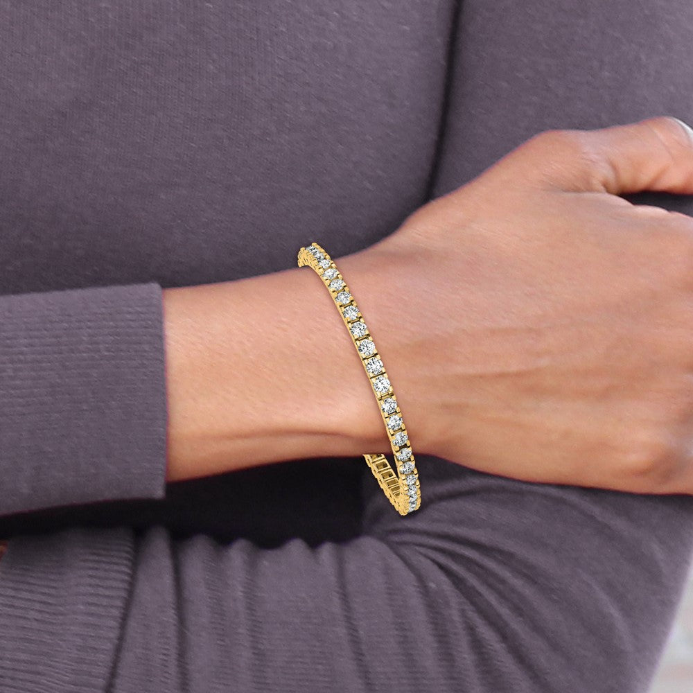 True Origin 14K Yellow Gold 6 3/8 carat Lab Grown Diamond VS+ F+ Complete Tennis Bracelet