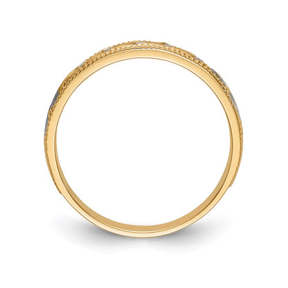 14k and Rhodium AA Quality 1/20 carat Diamond Trio Ladies Complete Wedding Band