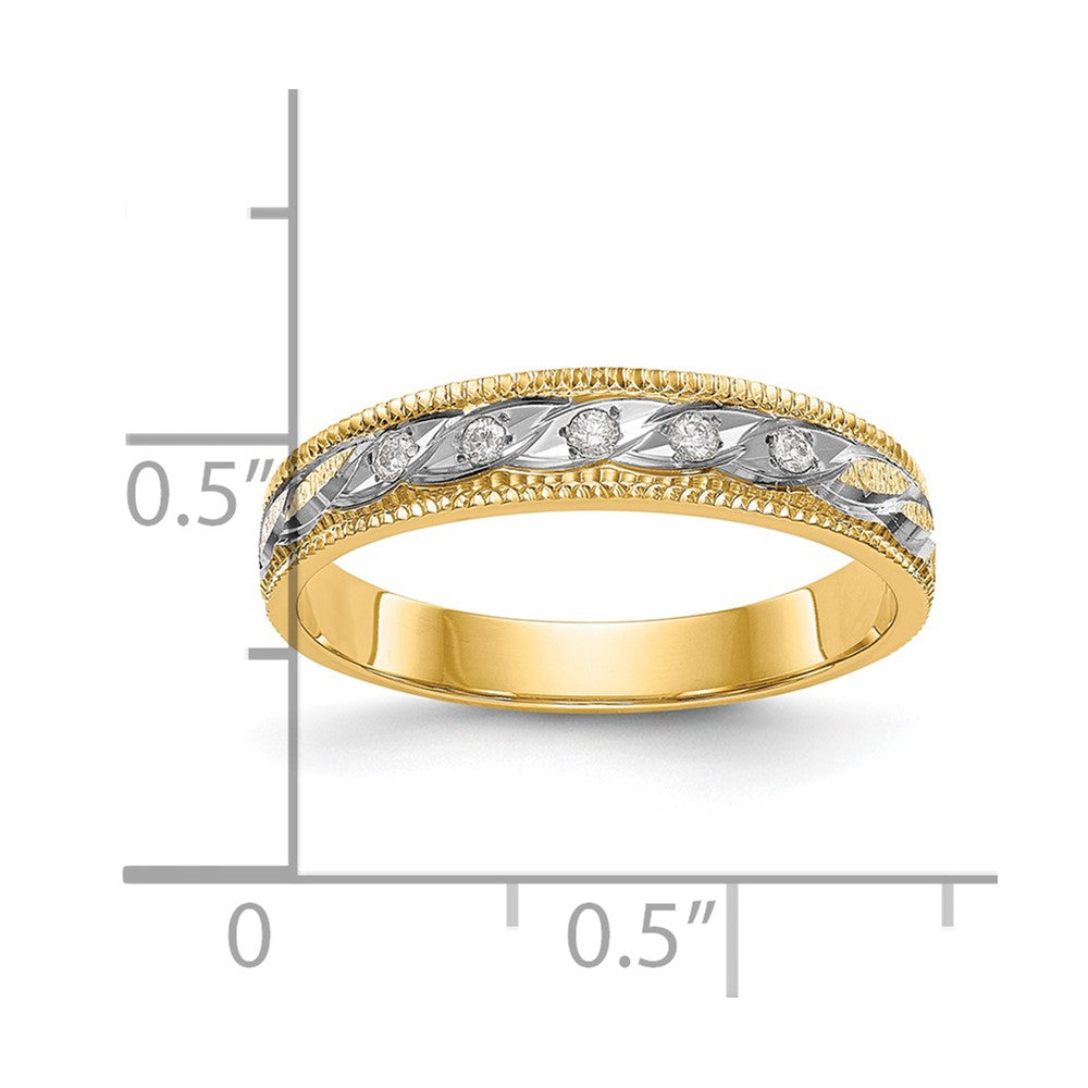 14k and Rhodium AA Quality 1/20 carat Diamond Trio Ladies Complete Wedding Band