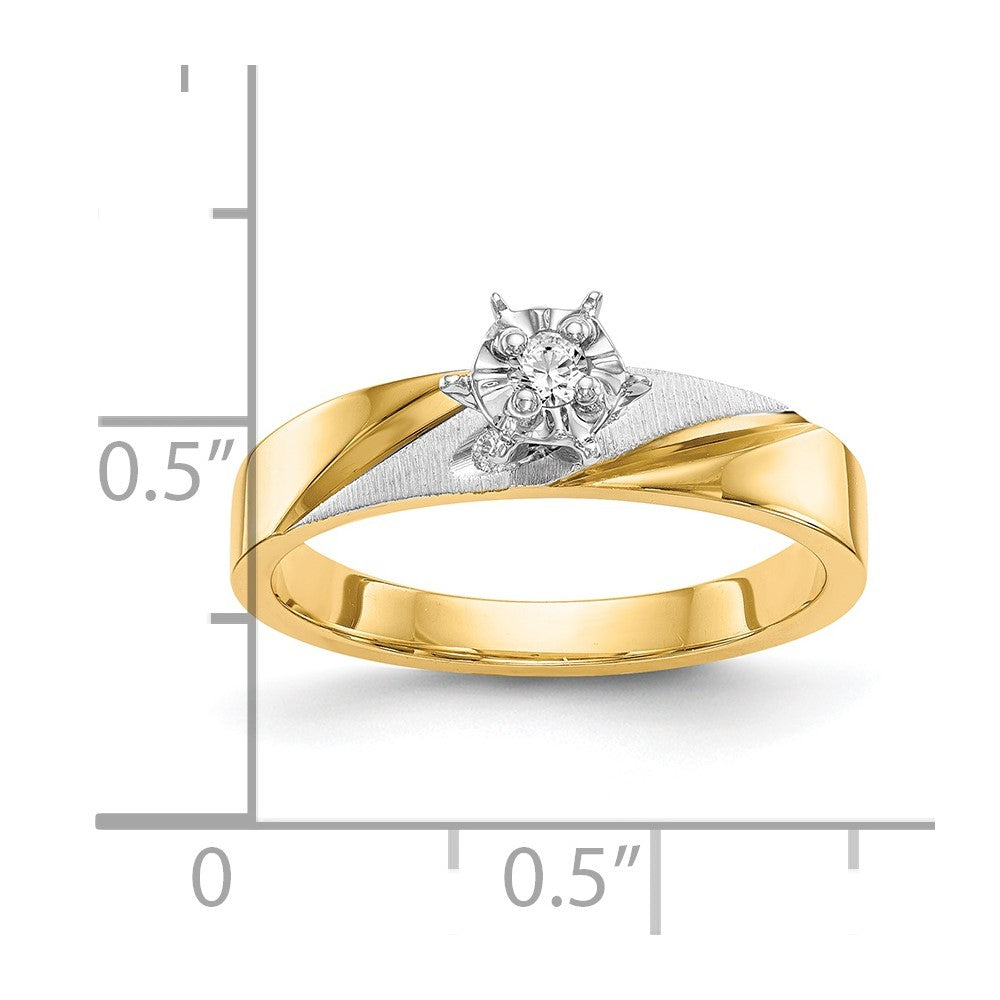14k and Rhodium AA Quality 1/15 carat Diamond Trio Complete Engagement Ring