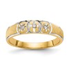 14k and Rhodium AA Quality .03 carat Diamond Trio Ladies Complete Wedding Band with Cross