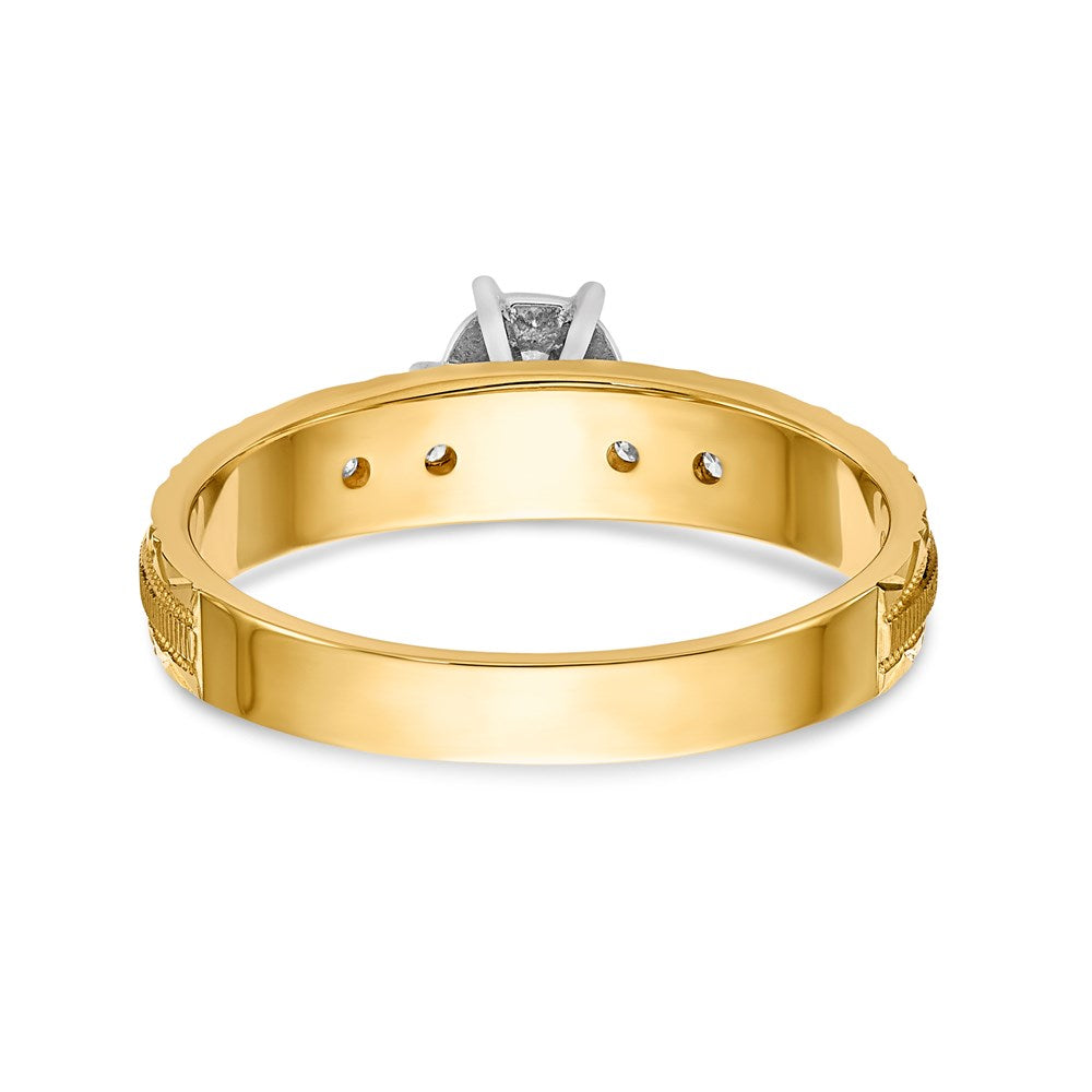 14k AA Quality 1/10 carat Diamond Trio Complete Engagement Ring
