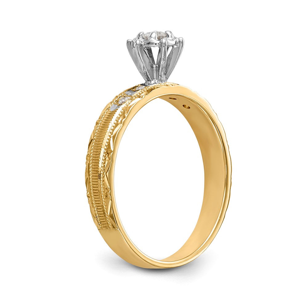 14k AA Quality 1/10 carat Diamond Trio Complete Engagement Ring